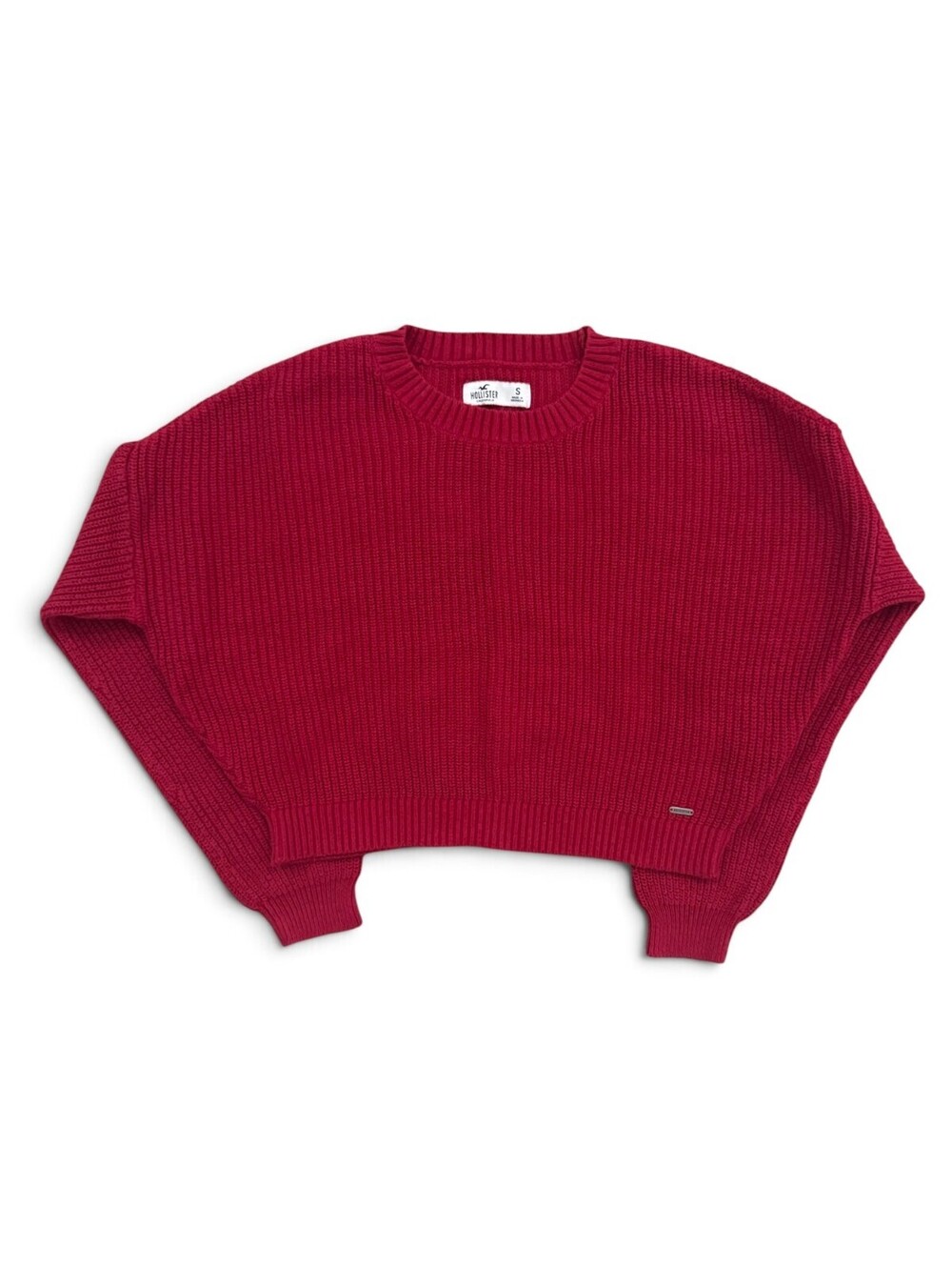 Hollister Red Cable Knit Cropped Sweater - Size S